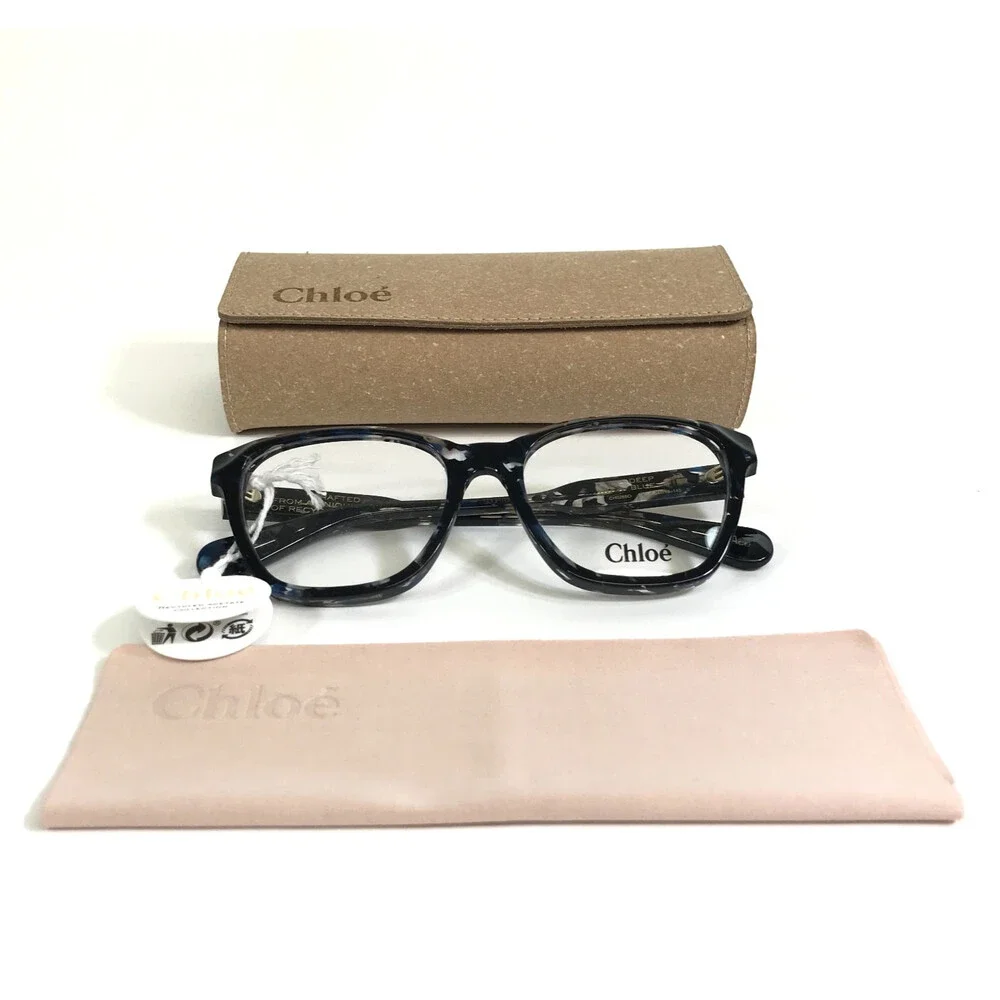 Chloe Eyeglasses Frame CH0265O 004 DEEP BLUE Tortoise Cat Eye Full Rim 54-18-145